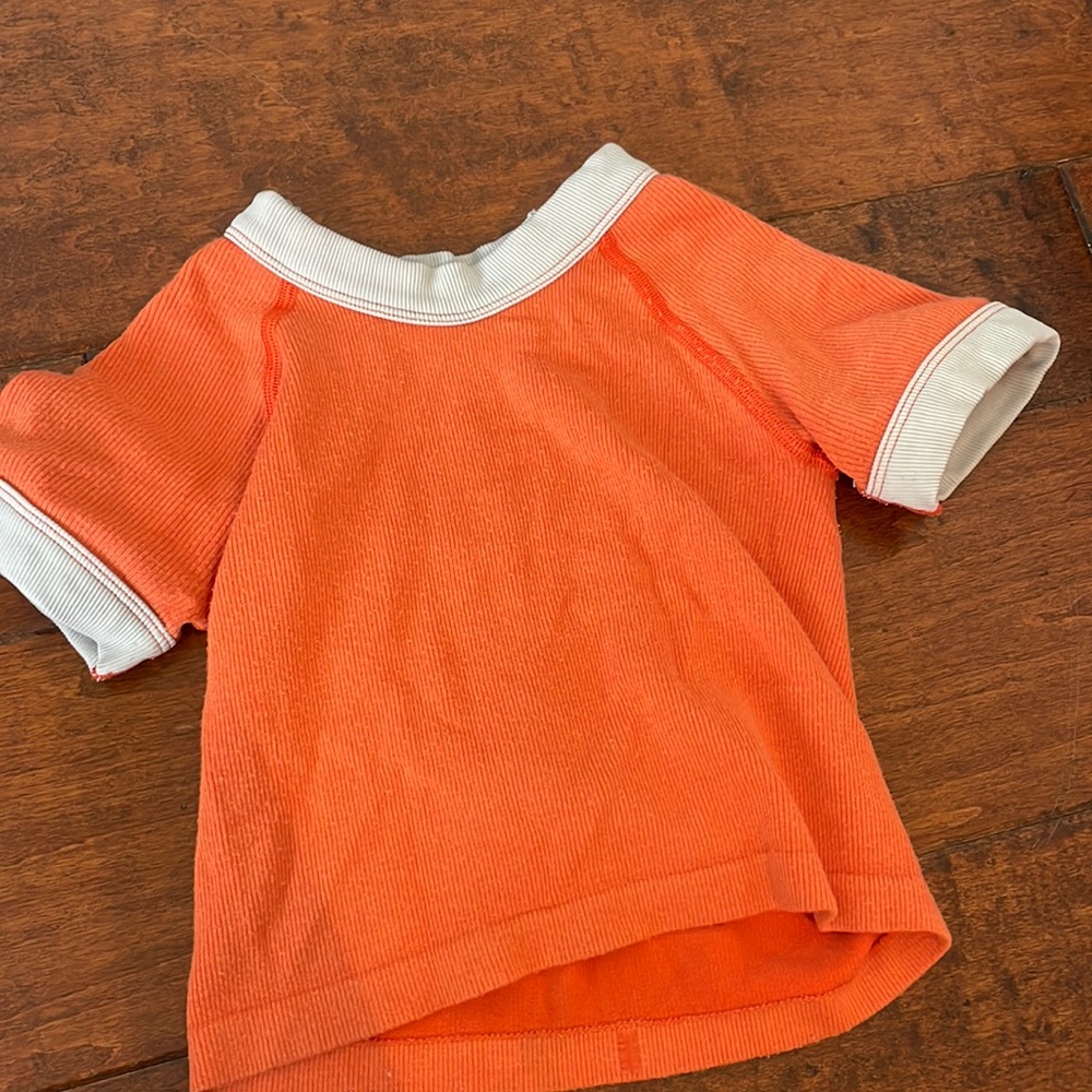 Urban outfitters, orange, and white crop top